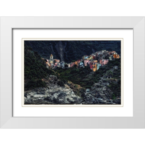 village on the rocks White Modern Wood Framed Art Print with Double Matting by Flour, Piet