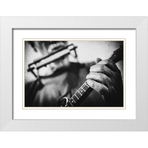 Wolf with mandolin and harmonica White Modern Wood Framed Art Print with Double Matting by Schleicher-Schwarz, Roswitha