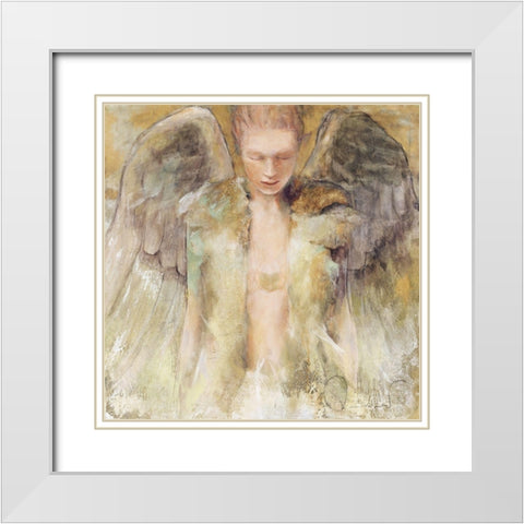 Schutzengel White Modern Wood Framed Art Print with Double Matting by Amrhein, Elvira