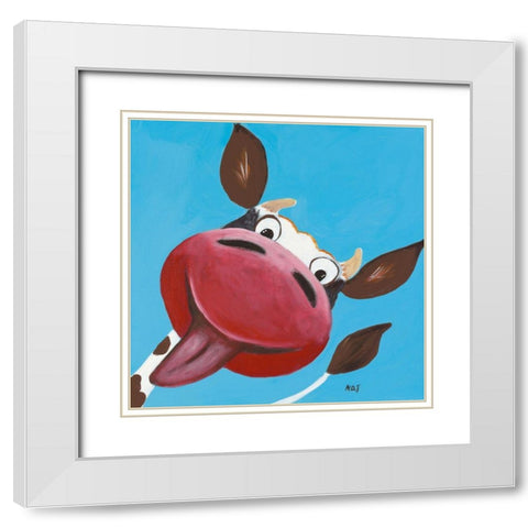 Coucou c est moi White Modern Wood Framed Art Print with Double Matting by NAT