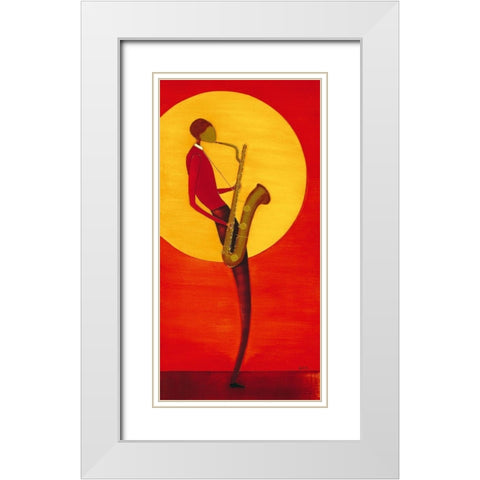 Jazz Man I White Modern Wood Framed Art Print with Double Matting by Ona