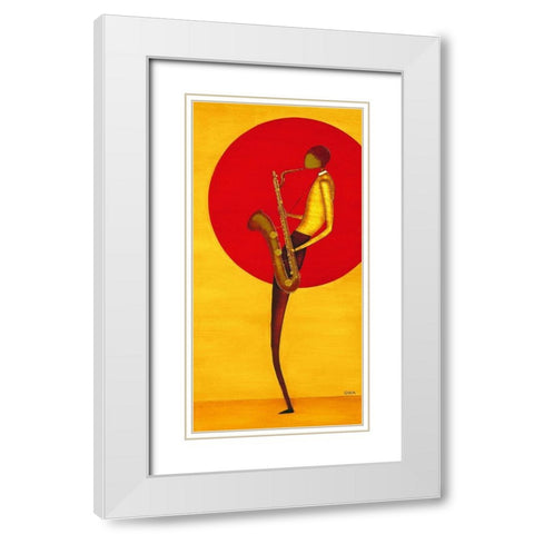 Jazz Man II White Modern Wood Framed Art Print with Double Matting by Ona