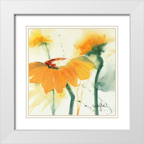 Tournesol V White Modern Wood Framed Art Print with Double Matting by Marthe
