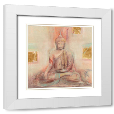 Buddha I White Modern Wood Framed Art Print with Double Matting by Amrhein, Elvira