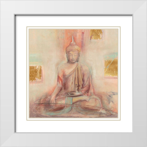 Buddha I White Modern Wood Framed Art Print with Double Matting by Amrhein, Elvira