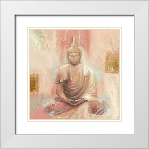 Buddha II White Modern Wood Framed Art Print with Double Matting by Amrhein, Elvira