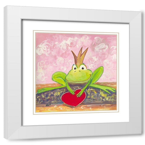 Coeur a prendre White Modern Wood Framed Art Print with Double Matting by NAT