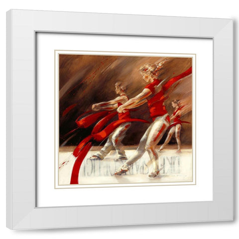 Dancing Ribbons White Modern Wood Framed Art Print with Double Matting by Meijering, Kitty
