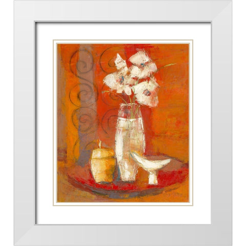 Bouquet a la coupe blanche White Modern Wood Framed Art Print with Double Matting by Pivier-Attolini, Regine