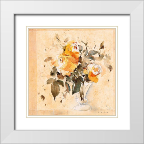 Roses III White Modern Wood Framed Art Print with Double Matting by ROMO-Rolf Morschhauser