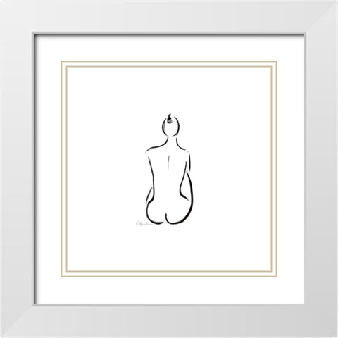 Nu de dos White Modern Wood Framed Art Print with Double Matting by Marteau, Frederique