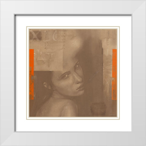 Madonna 444 White Modern Wood Framed Art Print with Double Matting by van der Valk, John