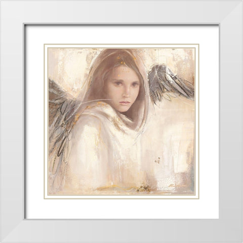 L ange rebelle White Modern Wood Framed Art Print with Double Matting by Amrhein, Elvira