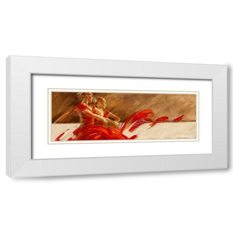 Duo in Red White Modern Wood Framed Art Print with Double Matting by Meijering, Kitty