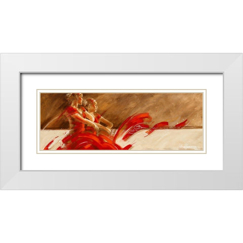 Duo in Red White Modern Wood Framed Art Print with Double Matting by Meijering, Kitty
