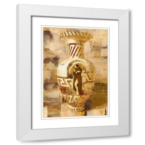 With a Hat White Modern Wood Framed Art Print with Double Matting by Juta and Mareks