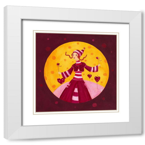 Mes petits cœurs White Modern Wood Framed Art Print with Double Matting by Pillault, Loetitia