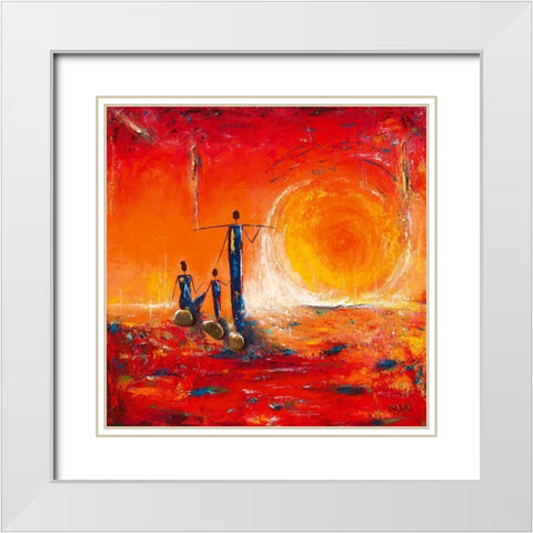 Soleil White Modern Wood Framed Art Print with Double Matting by Marso