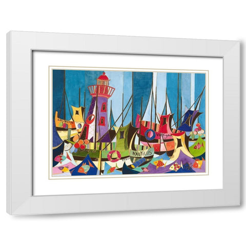 Tempete de Joie sur Erquy White Modern Wood Framed Art Print with Double Matting by Wentzeis, Martine