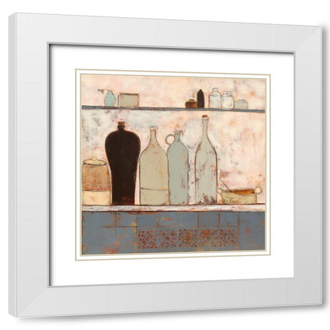 French bottles with French tiles White Modern Wood Framed Art Print with Double Matting by Allen, Anji