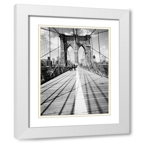 Brooklyn Bridge Tower and Cables #1 White Modern Wood Framed Art Print with Double Matting by Butcher, Dave
