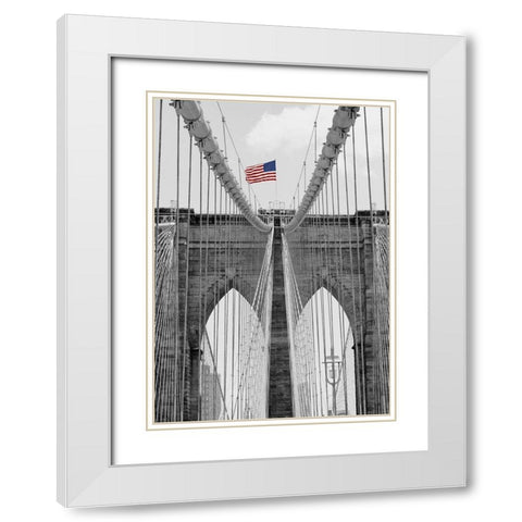 Brooklyn Bridge Tower and Cables #2 White Modern Wood Framed Art Print with Double Matting by Butcher, Dave