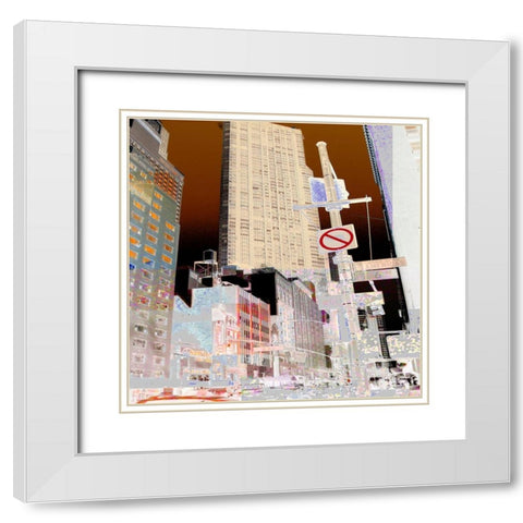 New York 6th Avenue White Modern Wood Framed Art Print with Double Matting by Mereditt.f