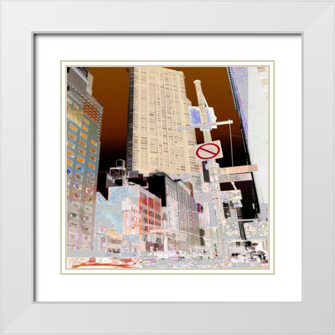 New York 6th Avenue White Modern Wood Framed Art Print with Double Matting by Mereditt.f