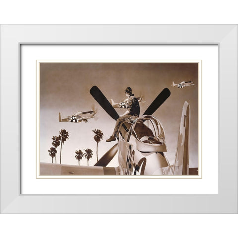 Air Training White Modern Wood Framed Art Print with Double Matting by Tempier, Guy