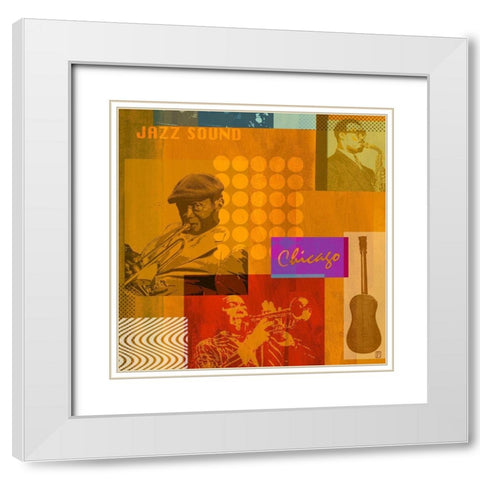 Jazz II White Modern Wood Framed Art Print with Double Matting by Paput, Philippe
