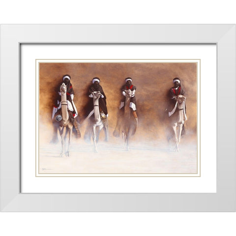 Les Cavaliers de l Aube White Modern Wood Framed Art Print with Double Matting by Cazal, Cedric