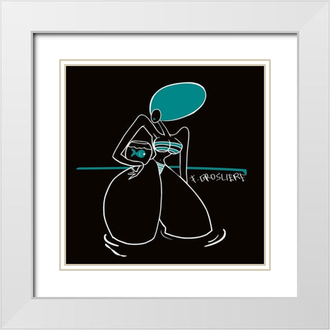 Bain a deux White Modern Wood Framed Art Print with Double Matting by F. Grosliere