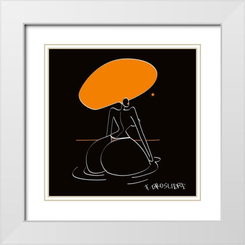 Bain de Minuit White Modern Wood Framed Art Print with Double Matting by F. Grosliere