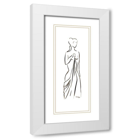 Aglae White Modern Wood Framed Art Print with Double Matting by Marteau, Frederique