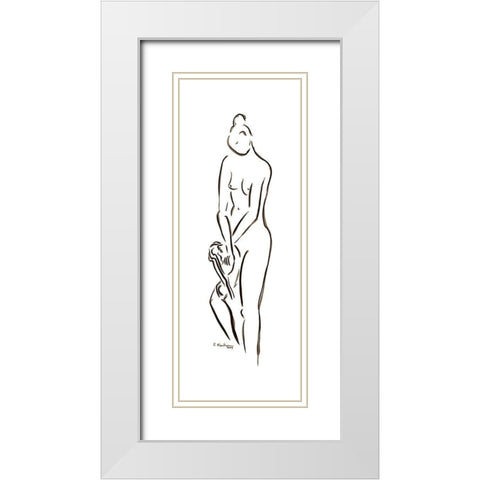 Thalie White Modern Wood Framed Art Print with Double Matting by Marteau, Frederique