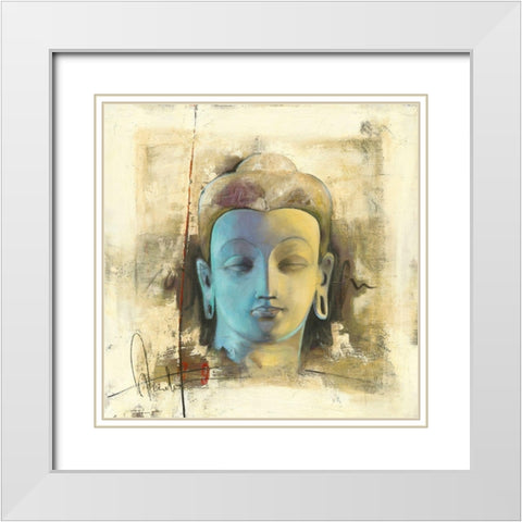 Lumiere bleue White Modern Wood Framed Art Print with Double Matting by Amrhein, Elvira