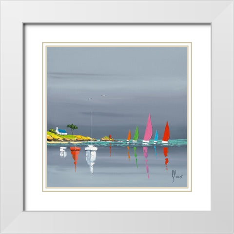 Ciel d orage White Modern Wood Framed Art Print with Double Matting by Flanet, Frederic