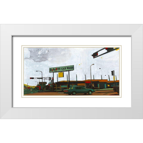 Octopus Car Wash Miami White Modern Wood Framed Art Print with Double Matting by Olukman, Ayline