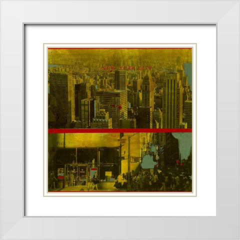New York City White Modern Wood Framed Art Print with Double Matting by Olukman, Ayline