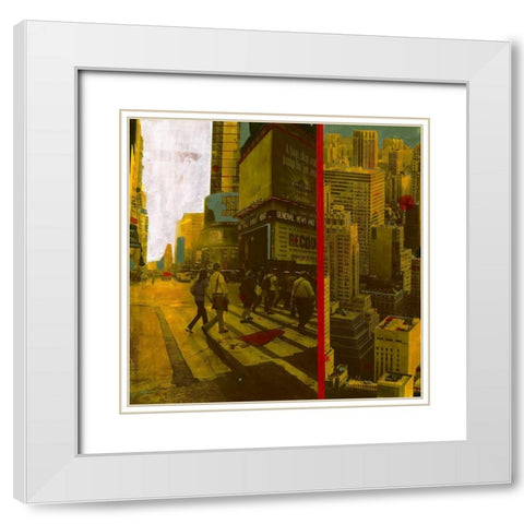 Times Square (NYC) White Modern Wood Framed Art Print with Double Matting by Olukman, Ayline