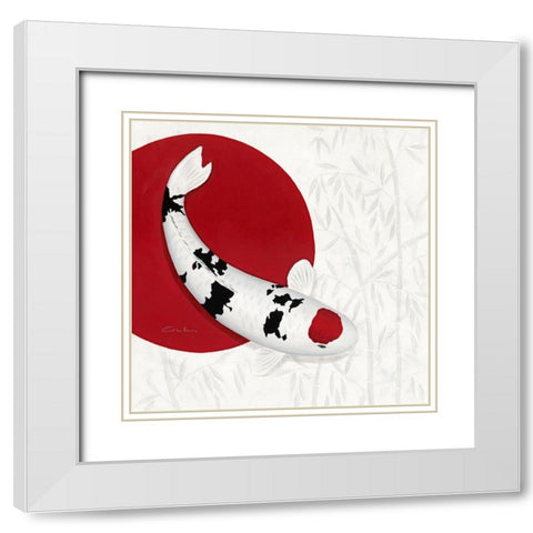 Bamboo Tancho Sanke White Modern Wood Framed Art Print with Double Matting by Gruhn, Nicole