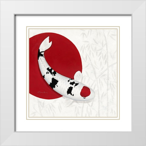 Bamboo Tancho Sanke White Modern Wood Framed Art Print with Double Matting by Gruhn, Nicole