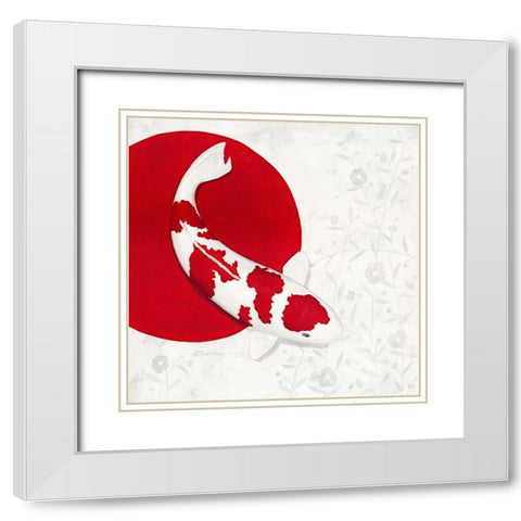 Silver Flower Kohaku White Modern Wood Framed Art Print with Double Matting by Gruhn, Nicole