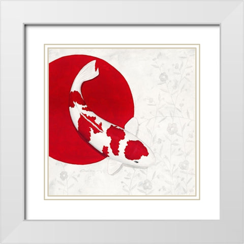 Silver Flower Kohaku White Modern Wood Framed Art Print with Double Matting by Gruhn, Nicole