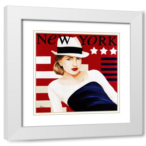 Femme New York White Modern Wood Framed Art Print with Double Matting by Bernard, Anne