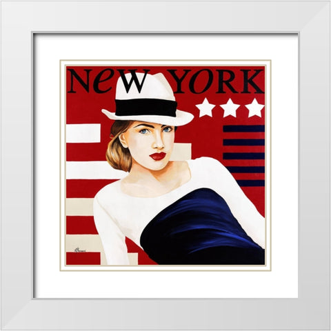 Femme New York White Modern Wood Framed Art Print with Double Matting by Bernard, Anne