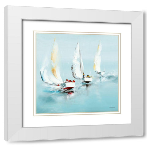Grand largue White Modern Wood Framed Art Print with Double Matting by de Courcy, Gerard