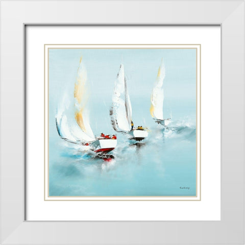 Grand largue White Modern Wood Framed Art Print with Double Matting by de Courcy, Gerard