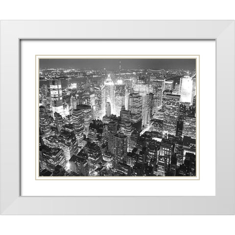 Overlooking Times Square White Modern Wood Framed Art Print with Double Matting by Terrible, Aurelien