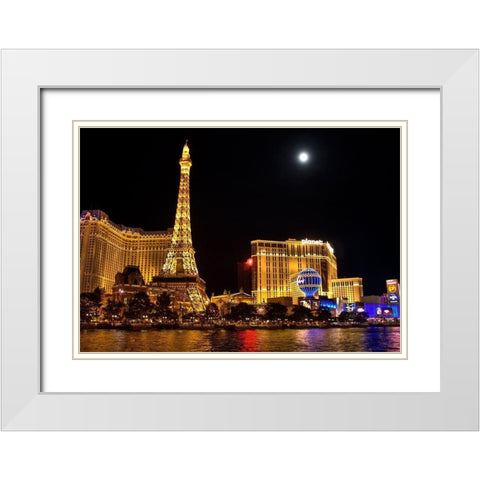 Paris-Vegas White Modern Wood Framed Art Print with Double Matting by Terrible, Aurelien